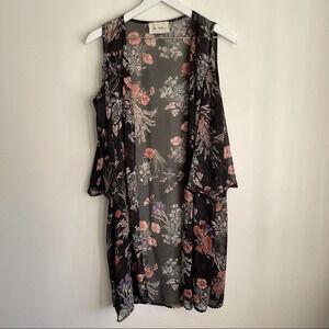 The Cove cold shoulder sheer floral kimono